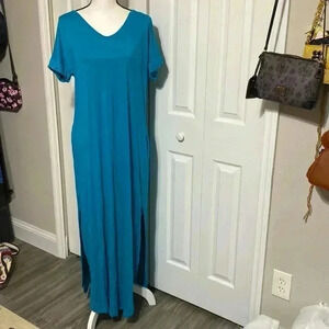 Grecerelle turquoise long casual beach dress